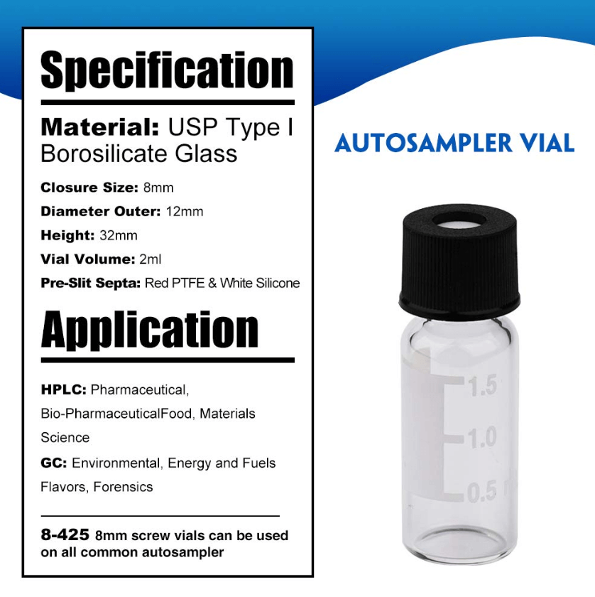 <h3>Autosampler Vial, Clear Chromatography Lab Vial, HPLC LC GC 1 </h3>
